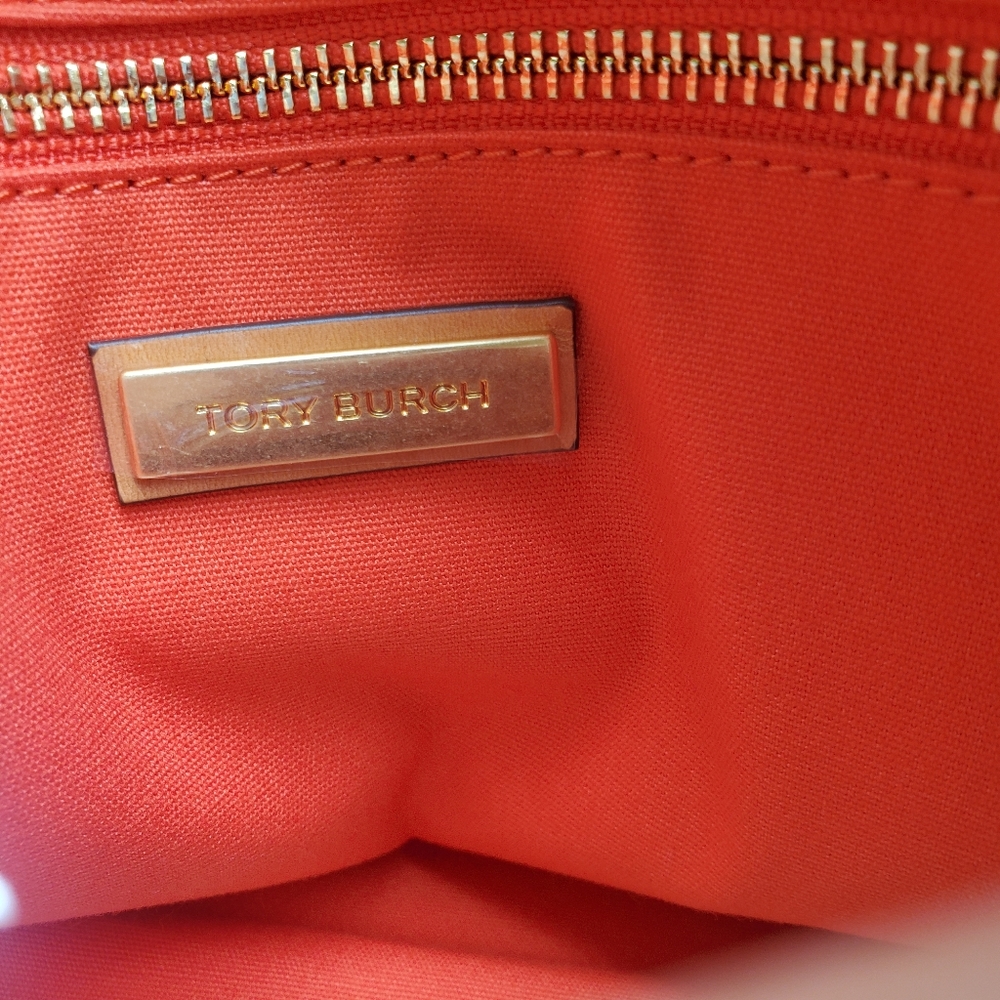 Tory Burch Canvas Miller Tote Natural/Poppy Red - Picture 10 of 12